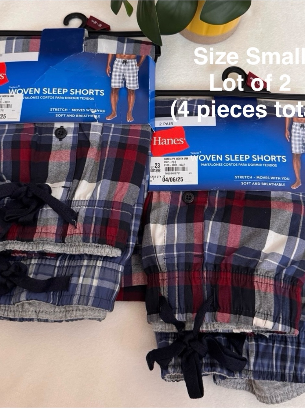 Hanes Men's and Big Men's Woven Stretch Sleep Jam Shorts, 2-Pack, Small